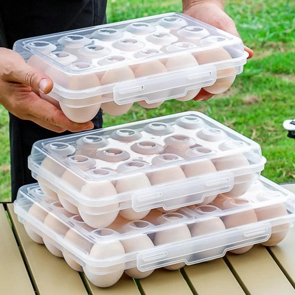 Porta-Ovos de Plástico com Tampa Organizador para Geladeira