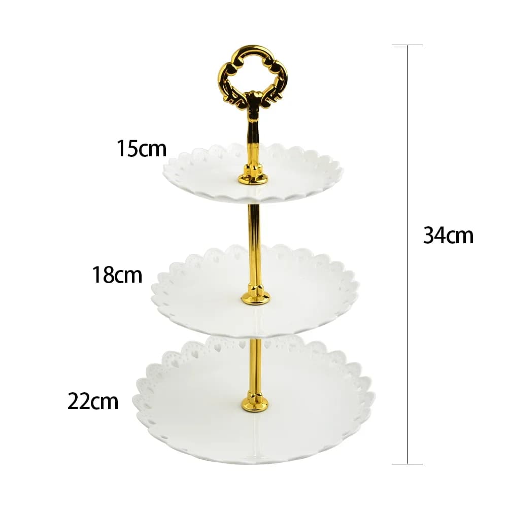 Suporte Expositor para Bolo e Doces de 3 Andares para Festas e Casamentos