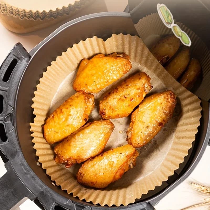 Forros de Papel Descartáveis para Air Fryer - Antiaderente e Resistente a Óleo