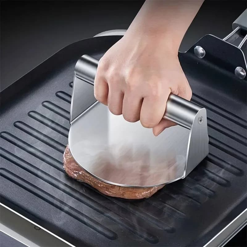 Prensa para Smash Burger em Aço Inoxidável | Modelador Antiaderente para Hambúrguer e Churrasco