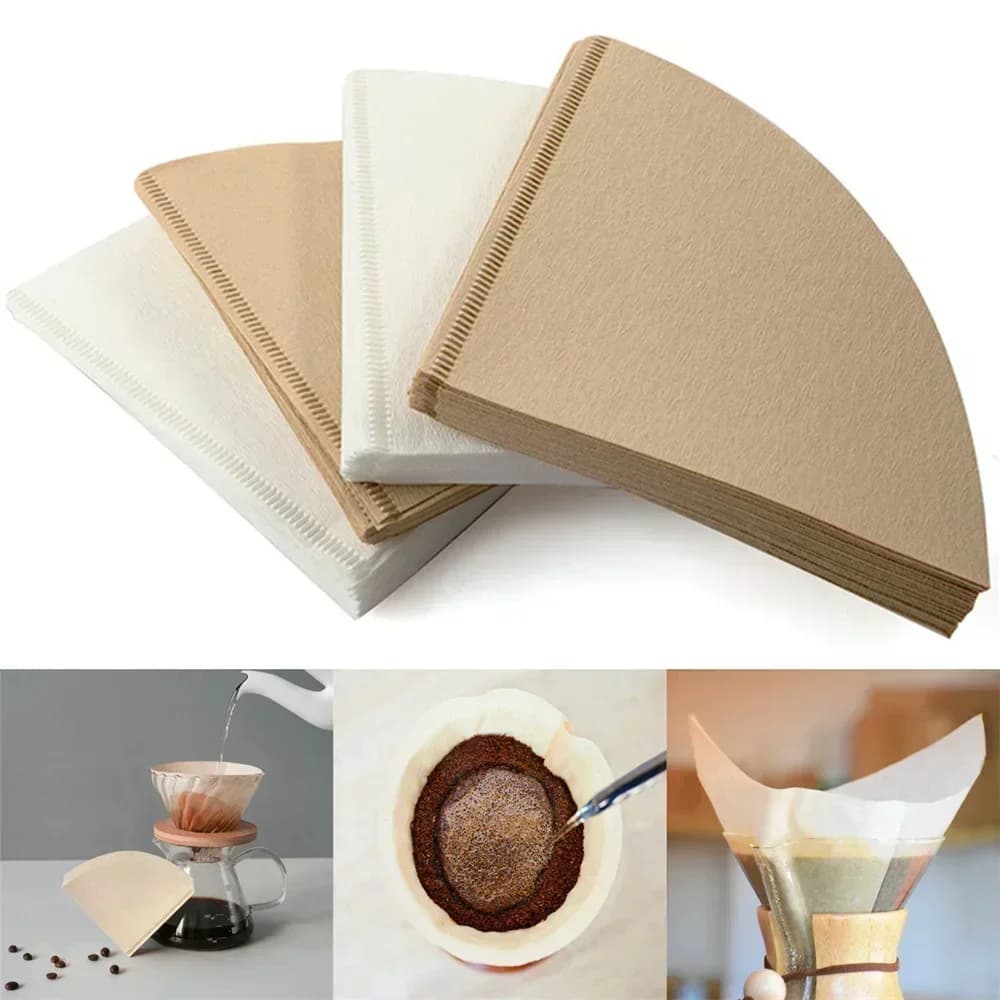 Filtros de Papel para Café V60 Formato V Descartáveis Não Branqueados 40/100 Unidades