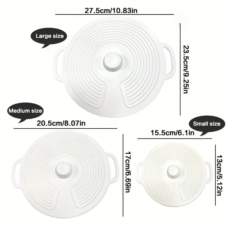 Jogo de Tampas de Silicone com Alça Dupla para Panelas e Micro-ondas (3/6 Peças)