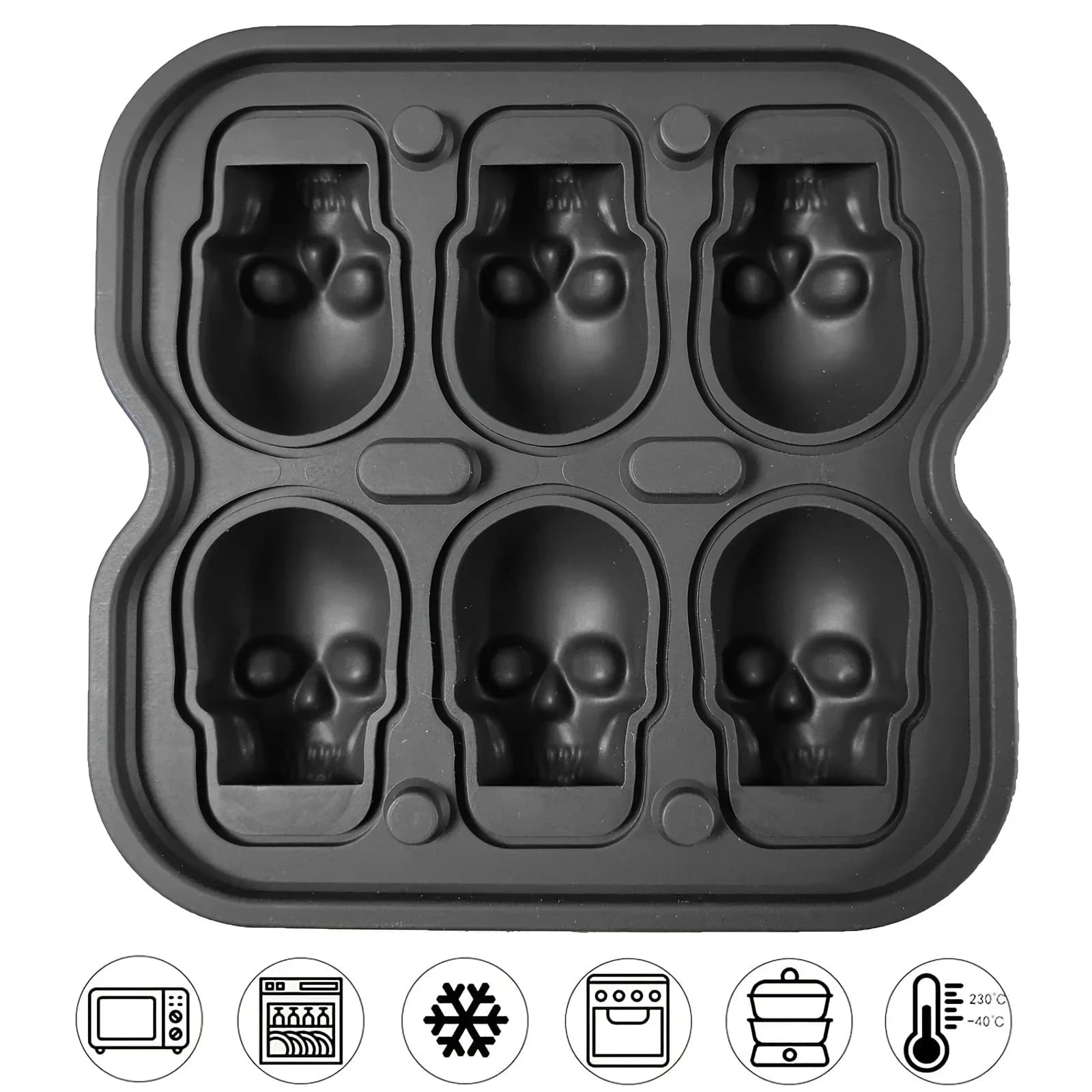 Forma de Gelo em Silicone 3D Caveira Livre de BPA para Drinks
