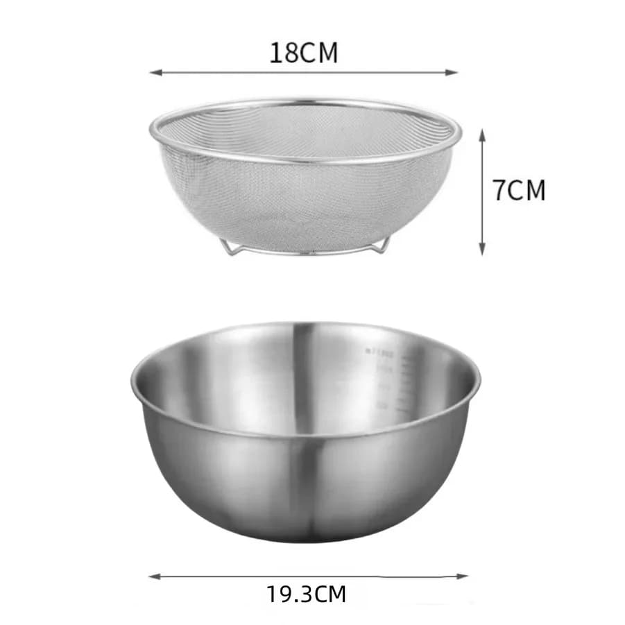Conjunto de 1-3 Tigelas de Aço Inoxidável com Medidor para Cozinha, Confeitaria e Armazenamento de Alimentos