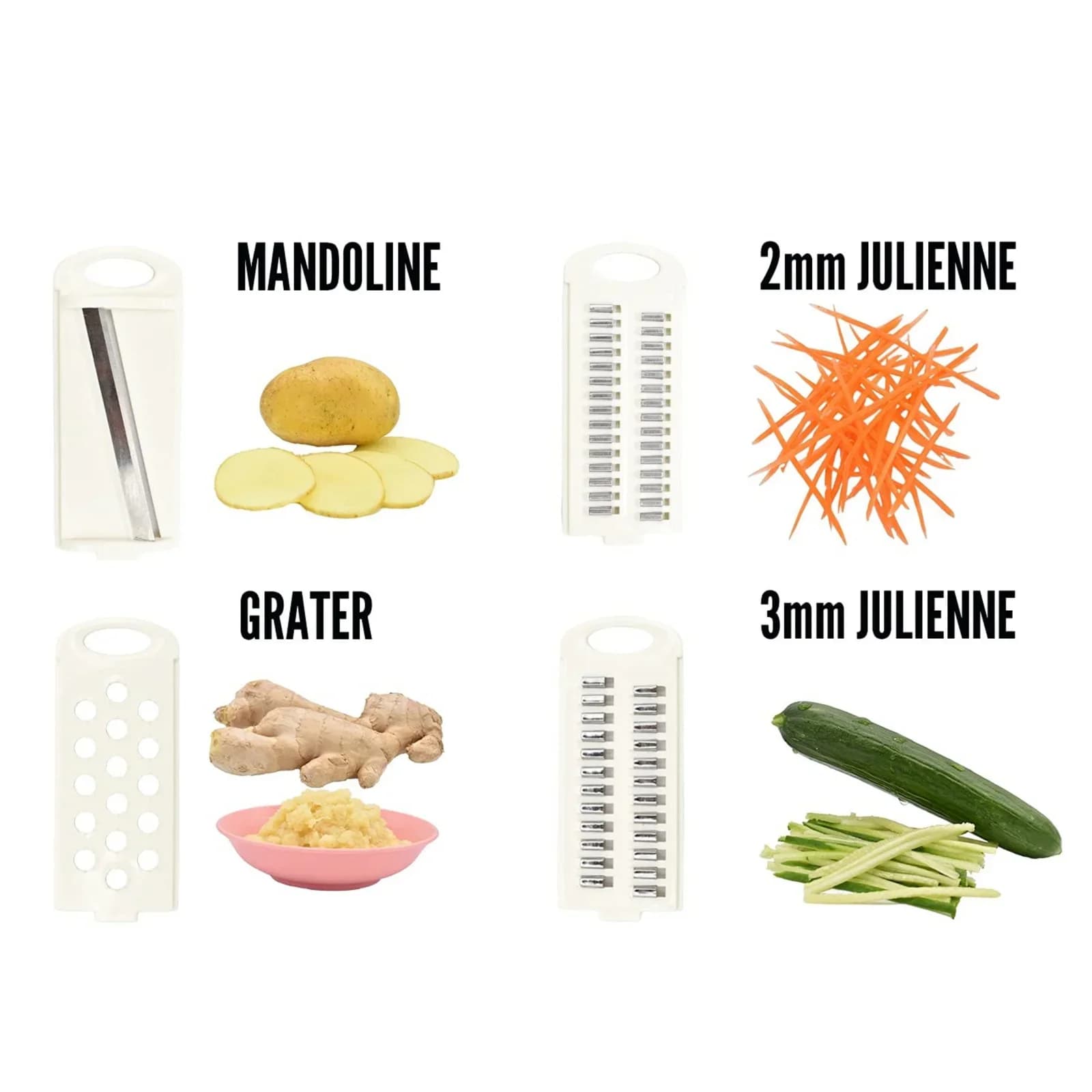 Fatiador e Ralador de Legumes Multifuncional 5 em 1 Cortador Manual de Alimentos para Cozinha