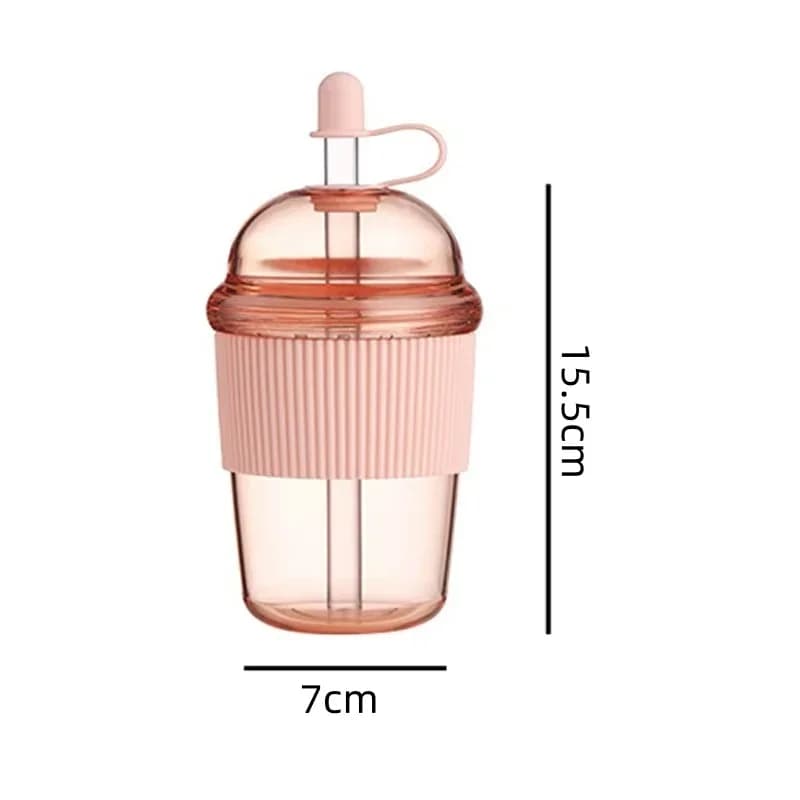 Copo Portátil 430ml com Tampa e Canudo Retrátil Estilo Ins