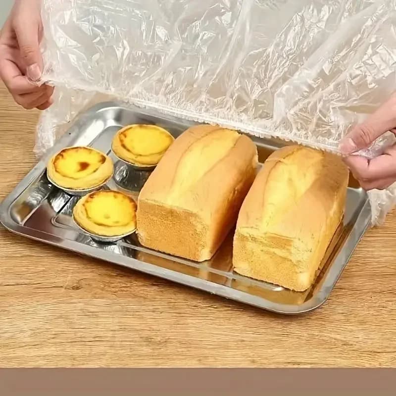 Kit 50 Capas Elásticas Reutilizáveis de PE para Alimentos - Tampas Ajustáveis