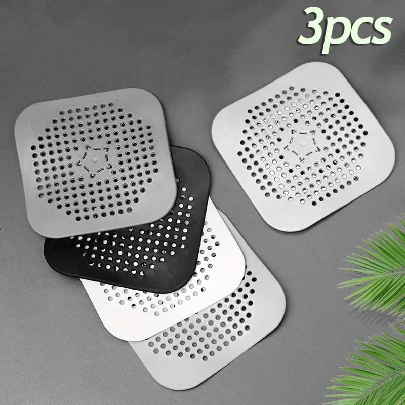 Kit com 3 Filtros de Silicone para Ralo Protetor Anti-Entupimento para Pia e Banheiro