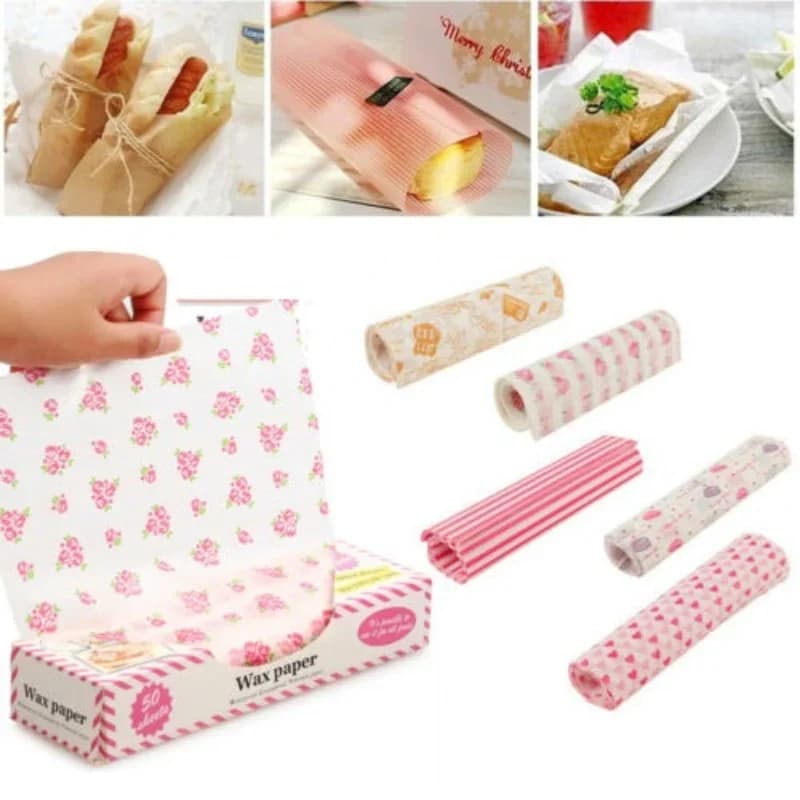 Kit com 50 Folhas de Papel Manteiga Antigordura Grau Alimentício para Pães, Lanches e Hambúrgueres