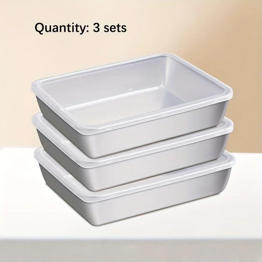 Kit com 3 Potes Herméticos de Inox para Alimentos Sem BPA