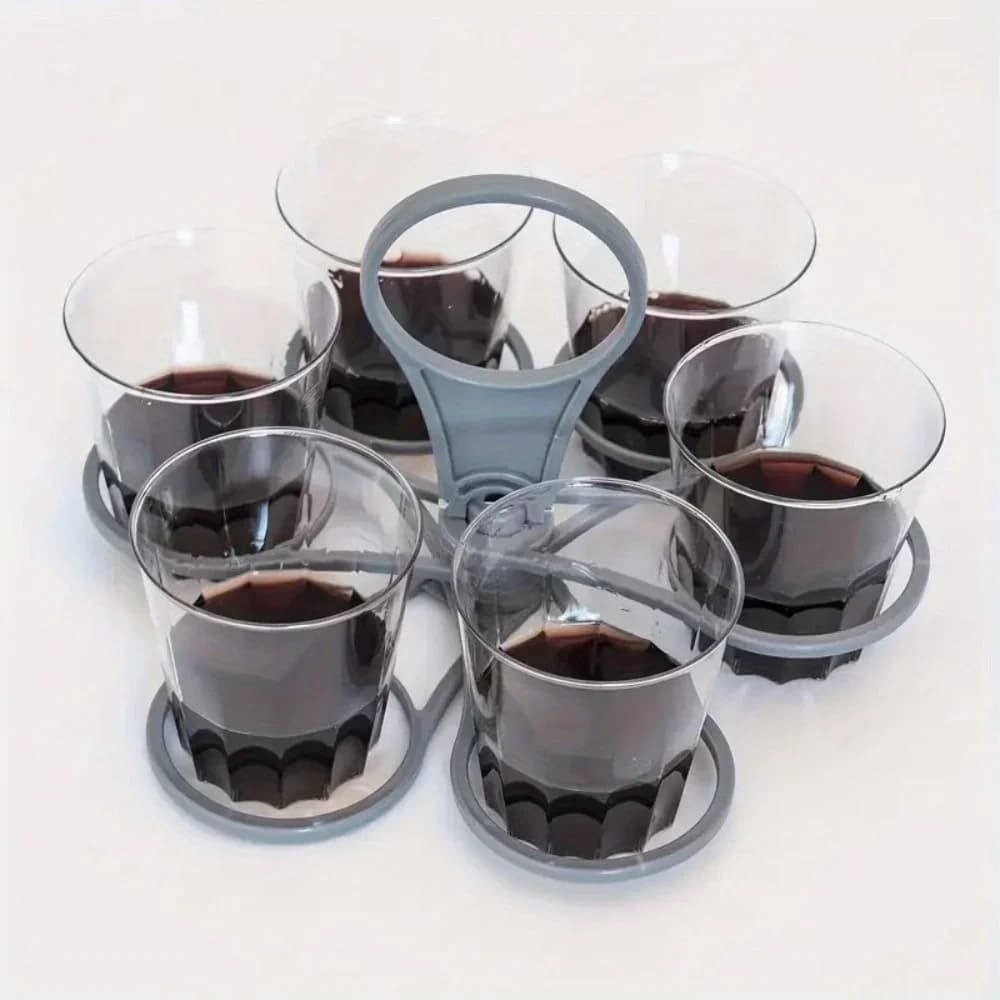 1/2 pçs Suporte Portátil para Bebidas 6 Compartimentos Bandeja Dobrável com Alça Reutilizável