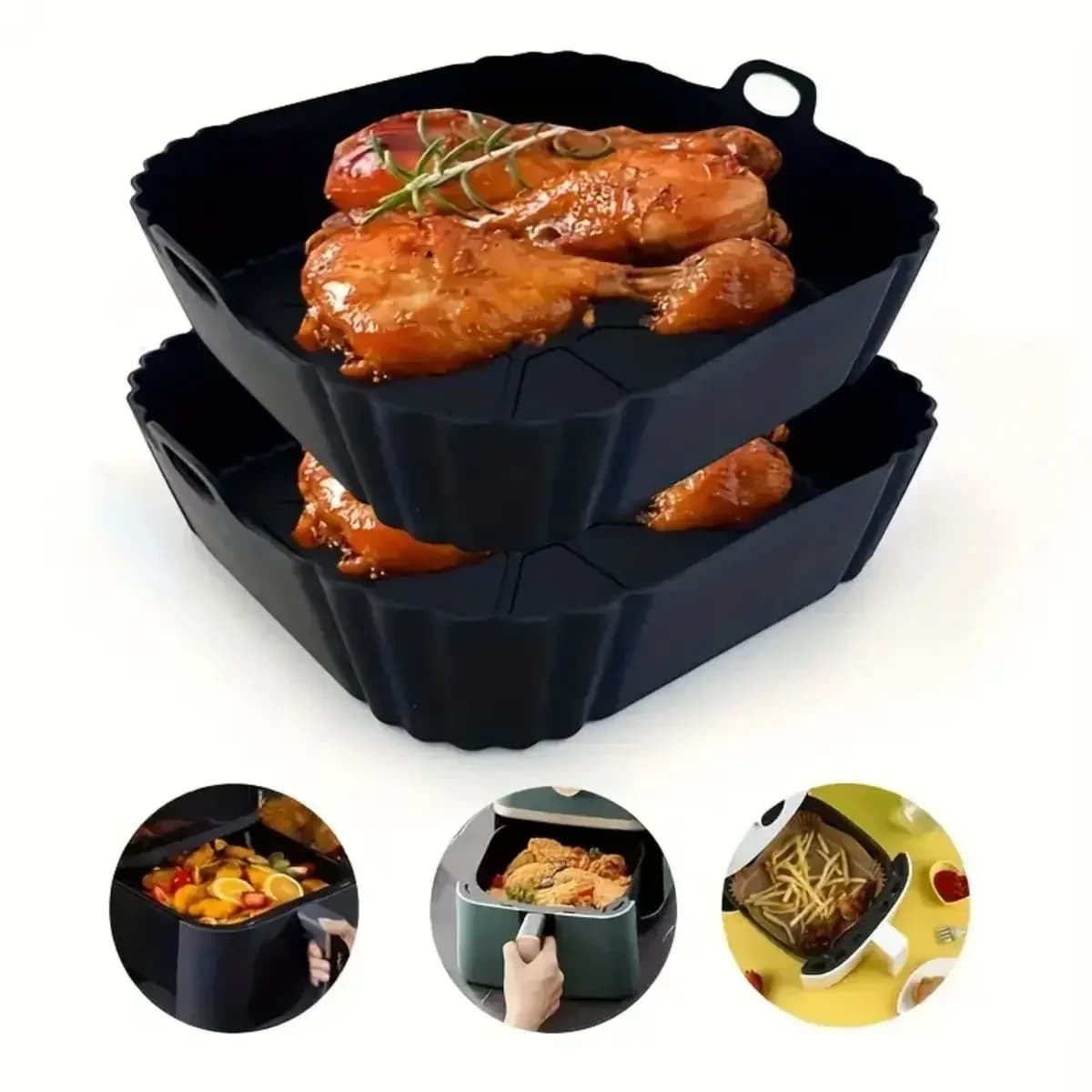 Forma de Silicone Reutilizável para Air Fryer Antiaderente Resistente ao Calor