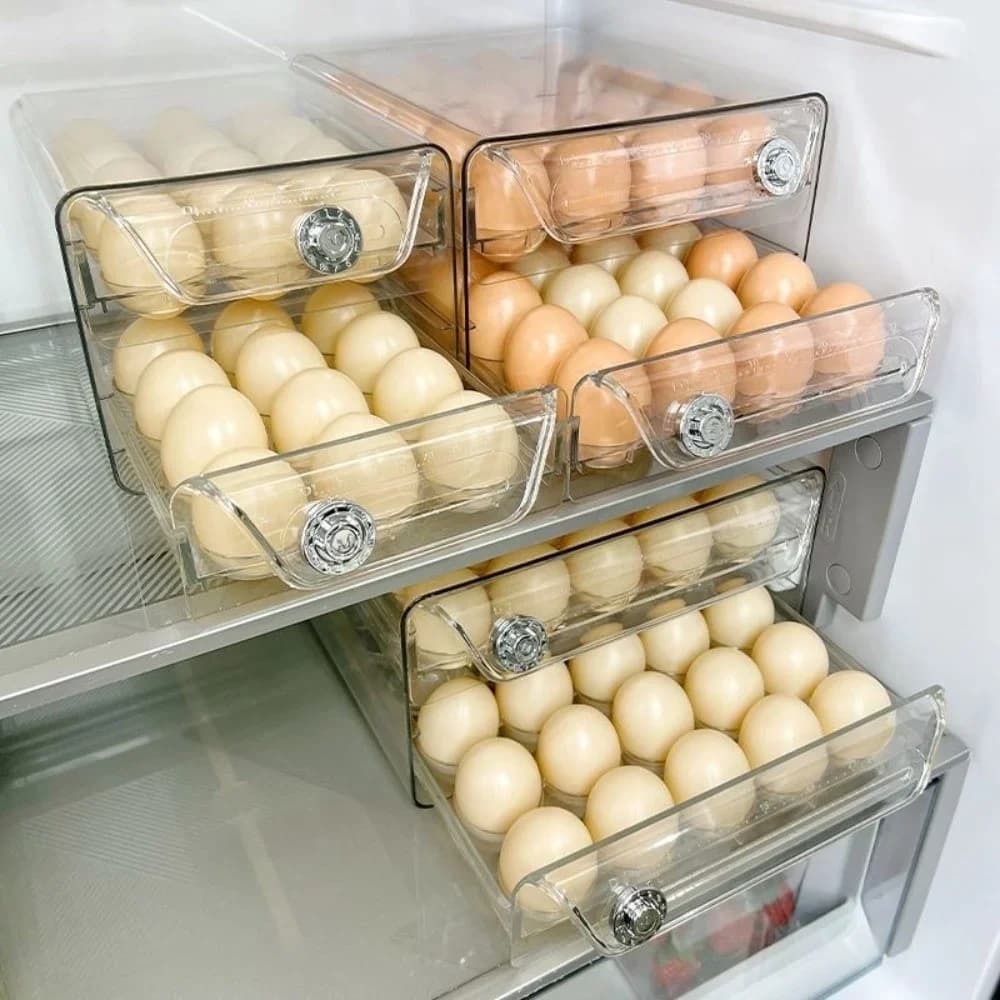 Porta-Ovos Duplo Transparente Organizador com Marcador de Tempo