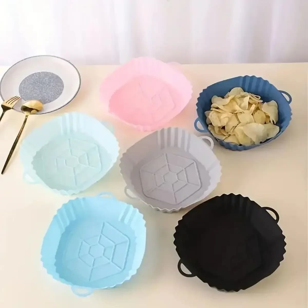 Forma de Silicone Reutilizável para Air Fryer Antiaderente Resistente ao Calor