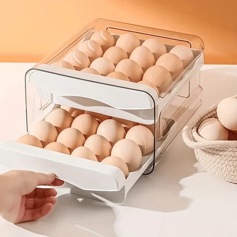 Organizador Porta-Ovos Duplo Tipo Gaveta para Geladeira