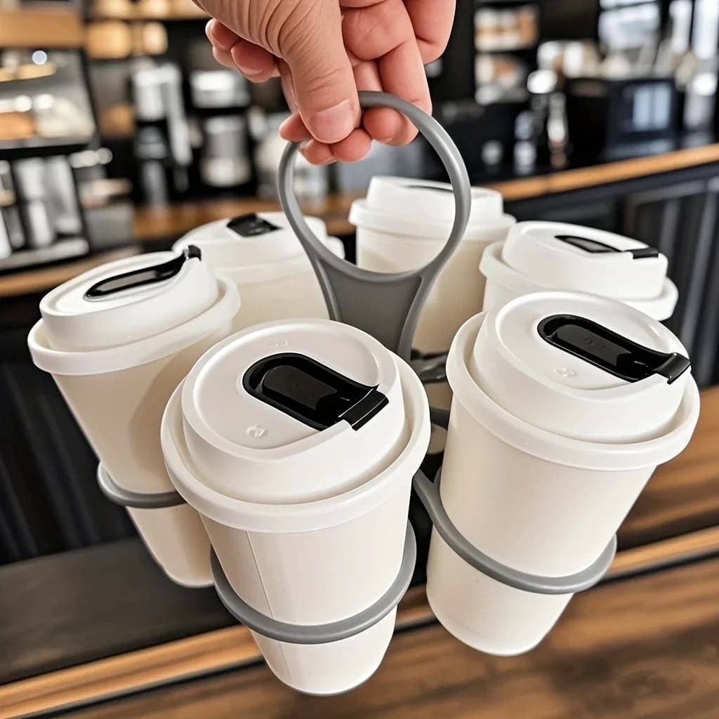 1/2 pçs Suporte Portátil para Bebidas 6 Compartimentos Bandeja Dobrável com Alça Reutilizável