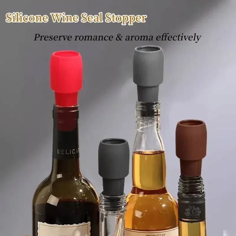 Tampa para Garrafa de Vinho Universal em Silicone com Vedação Dupla