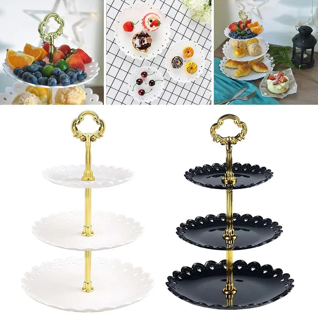 Suporte Expositor para Bolo e Doces de 3 Andares para Festas e Casamentos