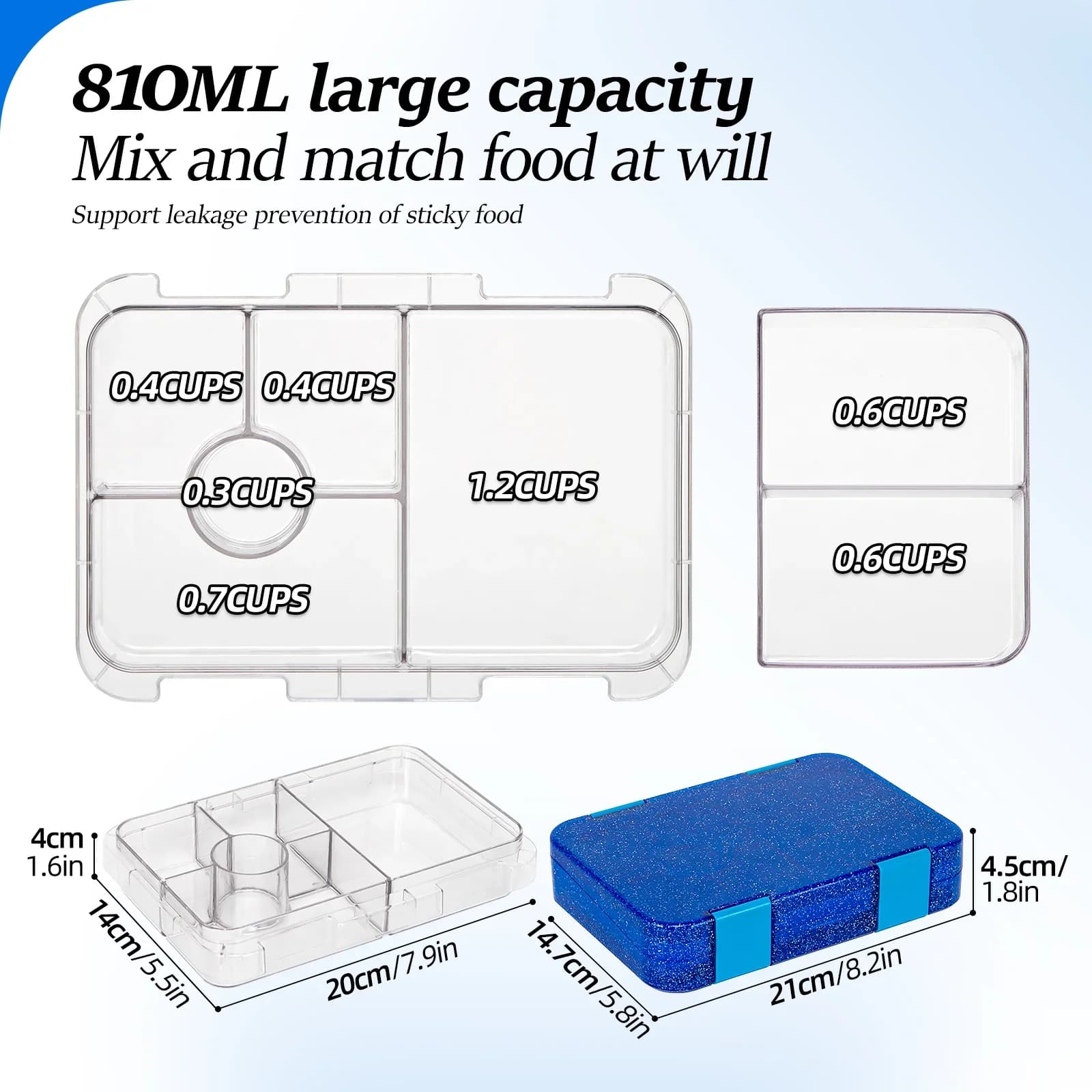 Marmita Hermética Portátil Bento Box para Micro-ondas com Garfo e Colher
