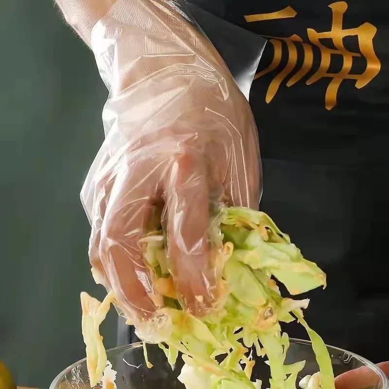 Luvas Plásticas Descartáveis Transparentes Sem Látex para Culinária e Limpeza