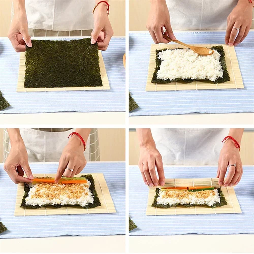 Esteira de Bambu para Sushi Antiaderente para Enrolar Estilo Japonês