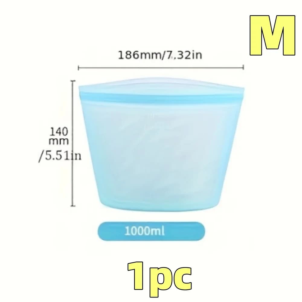 Kit Sacos Herméticos de Silicone Reutilizáveis para Alimentos e Geladeira