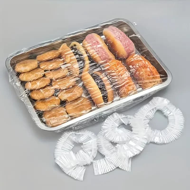 Kit 50 Capas Elásticas Reutilizáveis de PE para Alimentos - Tampas Ajustáveis