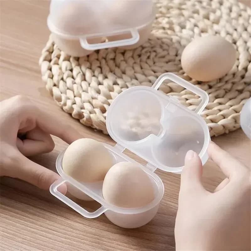 Porta-Ovos Portátil para 2 Ovos com Proteção Anti-Impacto para Geladeira e Camping